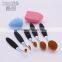 Wholesale 7pcs Rose gold tooth brush shaped Beauty Brush Set with Silicone brush cleaner and Sponge