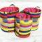 round storage and laundry basket with strip pattern and handle