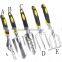 high quality aluminum hand tool,garden trowel fork rake hoe digging tool, hedge shear, lopper, hack saw,iron scissors set