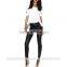 Fashion Women Crew Neck Shirt Casual Loose Blouse Crop Tops Summer White T-shirt Top Blouse+colors available +custom logo
