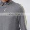 Custom Long Sleeve Button Placke Men's 65% Polyester 35% Cotton 200gsm Casual Grey Anti Shrink Plain Polo Tshirt