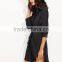 Black Self Tie High Low Curved Hem Shirt Dress Long Sleeve Casual Split Hem Belted Suede Shirt Dress