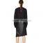 2017 OEM Spring Asymmetrical Black PU Knee Length Skirts