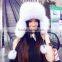 YR434C Ladies' warm real fox fur funny winter Leifeng hat