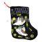 LED black plush christmas stocking