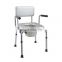 Height adjustable bathroom steel frame toilet seat commode wheel chair
