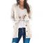 Women Solid Color Casual Cable Knit Cardigan Sweaters Jacket with Button