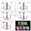 20pcs/box Wholesale Fishing Lure Parts  2/4/6/8/10# Black Lure Hook Treble Fishing Hook With Feather