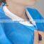5 Button Knitted Cuffs Snap Closure Disposable Blue SMS Lab Coat with Pockets