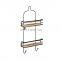 Simple Bathroom Hanging Shower Head Caddy Organizer Triple Tier Silver bamboo Storage Rack Without Drilling Iron With Hooks