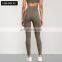 Scalloped High Waist Yoga Leggings Factory Supply Tummy Control Womens Sports Pants 80nylon 20spandex