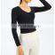 New Arrival Slimming Long Sleeve Top Gym Sportswear Training Workout Fitness Outwear For Women Yoga Crop Top
