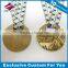 Design your own shiny gold and round hollow out metal medal with red ribbon