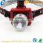 Rechargeable Battery and Solar Charging LED Flashlight Red Plastic Headlight