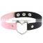 Punk Gothic PU Leather Choker Heart Chain Spike Rivet Buckle Collar Necklace