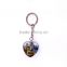 Oem service heart crystal cheap metal keychain with print photo