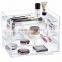 3 tiers clear excellent craftship acrylic makeup storage box/acrylic cosmetic makeup organizer with drawers and top open