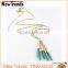 Vintage Bohemia style gold long chain turquoise charm necklace