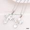 Stainless Steel Crystal Cross Pendant Couple Necklace