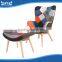 indoor french canvas chaise lounge chair with footrest