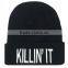 custom knitted hat with embroidery logo