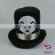 Black tall hat magic show hat halloween party cap with stamp skull