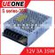 CE approved 35w12v3a single output power supply S-35-12