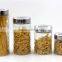 transparent round glass canister