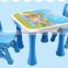 Popular design children's plastic furniture kids adjustable study writing table and chairs set