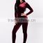 Custom Made Jumpsuit Plus Size Long Sleeve Skinny Leg Zipper Back Skin Tight Wine Red Bodycon Velvet Jumpsuit For Women