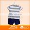 Yarn dyed baby boy summer shirt matching shorts fancy clothing set