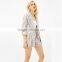 Long flowing jacket with rolled up sleeves striped blazer coat womens