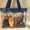 Clear Vinyl Purple Trim Jelly Consultant Beach Shopping Tote Bag Purse Security