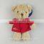 custom 25cm long plush stuffed teddy bear toys with red clothes