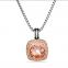925 Silver Jewelry14mm Albion Pendant with Morganite CZ in Gold Plated(P-021)