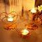 Gold metal wire heart shape decorative metal candle holder with glass tealight holder