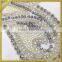 Embroidered bridal fabric pearl beads flower applique with rhinestone FHA-048