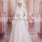 2015 High Quality Beautiful Long Sleeve Muslim Wedding Dress Lace Hijab Dress