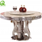 modern stainless steel round dining table set with marble top rotated centre