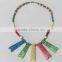 Women Colored Beaded Pendant Bone Horn Jewelry Necklace Sets