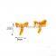 Dangle Fashion Jewelry 316l Stainless Steel Gold Dragon Fly Shape Earrings