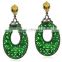 925 Silver Gemstone Diamond Oval Dangle Earrings Jewelry, 14K Yellow Gold Earrings, Jade Carving Earrings, Diamond Earrings
