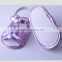 Matellic purple PU flower and bow infant sandal baby shoe