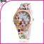 Fashion Watch Luxury Flowers Printed Watch Women Casual Quartz Watch Elegant Popular Ladies Dress Wristwatch