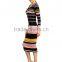 Hot sale latest Autumn sexy slim stripe longsleeve ladies western dress designs