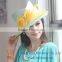 Summer Ladies Green Straw Hats With Sinamay Yellow Flowers