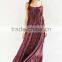 Rayon printing with strap and backless designs tie side maxi dress