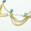 Hot Sale BOHO Gold Tassel Calaite Pendant Crown Wedding Head Chain Jewelry
