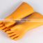 Yellow Color Anti electrical 35kv High voltage insulating long rubber gloves