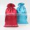 Logo printing soft satin hair extension packaging bag, small drawstring bag